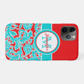 Coques Case-Mate iPhone Monogrammed Blue, Rouge, Blanc Damas iPhone 11 (Dos (Horizontal))