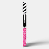 COQUES Case-Mate iPhone MONOGRAMMED DE CHEVRON NOIR DE GLITTER ROSE (Verso / Gauche)