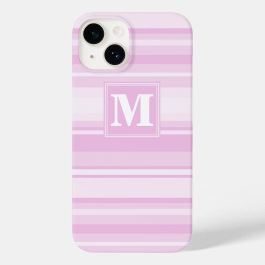 Coques Case-Mate iPhone Monogrammes à rayures roses pour bébé (Verso)
