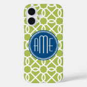 Coques Case-Mate iPhone Monogrammes de Motif géométrique vert et bleu de c (Verso)