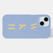 Coques Case-Mate iPhone Monogrammes Initiales Pastel Blue (Verso (horizontal))