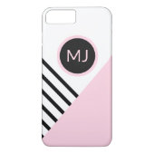 Coques Case-Mate iPhone Monogrammes modernes et chics, rayures et blocs de (Dos)
