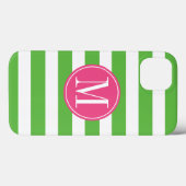 Coques Case-Mate iPhone Monogrammes personnalisés avec bandes rose et vert (Verso (horizontal))