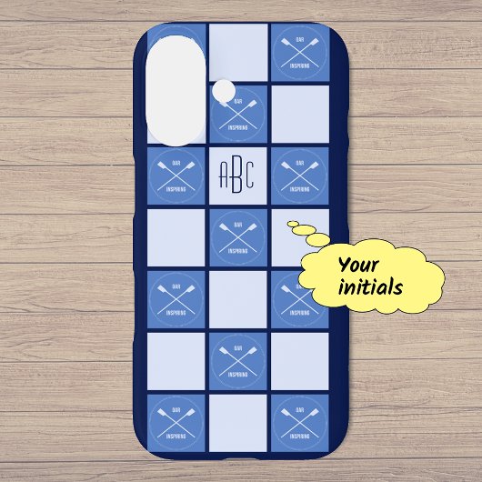 Coques Case-Mate iPhone Monogrammes rameurs croisés sars bleu