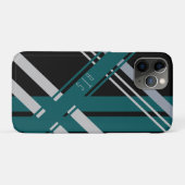 Coques Case-Mate iPhone Monogrammes Retro Gris noir Vert Turquoise (Dos (Horizontal))