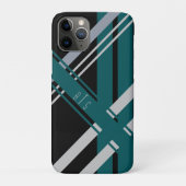 Coques Case-Mate iPhone Monogrammes Retro Gris noir Vert Turquoise (Dos)