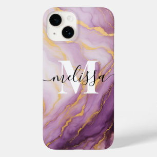 Coque Pour iPhone 14 Monographie Abstraite en marbre violet