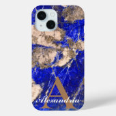 Coques Case-Mate iPhone Monographie Abstraite Lapis Lazuli Granite Bleu (Verso)