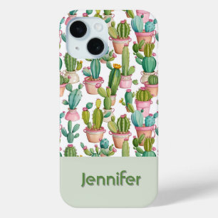 Coque Pour iPhone 15 Monographie amusante cactus lumineux