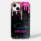Coques Case-Mate iPhone Monographie d'anniversaire de parties scintillant  (Verso)