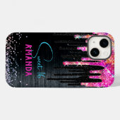 Coques Case-Mate iPhone Monographie d'anniversaire de parties scintillant  (Verso (horizontal))
