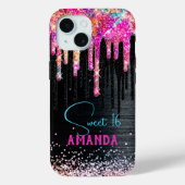 Coques Case-Mate iPhone Monographie d'anniversaire de parties scintillant  (Verso)