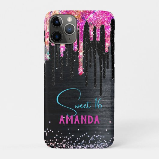 Coques Case-Mate iPhone Monographie d'anniversaire de parties scintillant (Dos)
