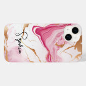 Coques Case-Mate iPhone Monographie d'art en marbre rose pâle rose (Verso (horizontal))