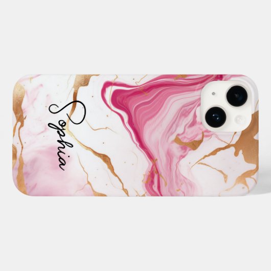 Coques Case-Mate iPhone Monographie d'art en marbre rose pâle rose (Verso (horizontal))