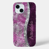 Coques Case-Mate iPhone Monographie de feuilles de parties scintillant ros (Verso)