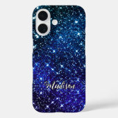 Coques Case-Mate iPhone Monographie de Parties scintillant bleue irisée Wh (Verso)
