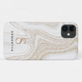 Coques Case-Mate iPhone Monographie de parties scintillant d'or en marbre  (Dos (Horizontal))