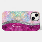 Coques Case-Mate iPhone Monographie de parties scintillant en argent rose  (Verso (horizontal))