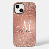 Coques Case-Mate iPhone Monographie de parties scintillant en or rose mou (Verso)