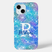 Coques Case-Mate iPhone Monographie de parties scintillant rose bleu unico (Verso)