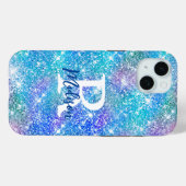 Coques Case-Mate iPhone Monographie de parties scintillant rose bleu unico (Verso (horizontal))
