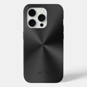 Coque iPhone 15 Pro Monographie en acier inoxydable brillant noir