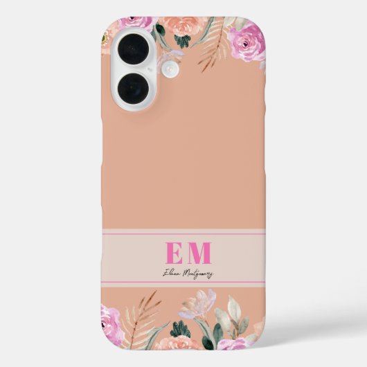 Coques Case-Mate iPhone Monographie florale Rose poussiéreuse (Verso)