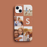 Case-Mate iPhone Case Monographie initiale en terre cuite de collage pho<br><div class="desc">Conception de montage photo moderne en terre cuite de conception monographique initiale. Un design moderne multi photo design. Modifiez la couleur pour la customiser. Partie d'une collection.</div>