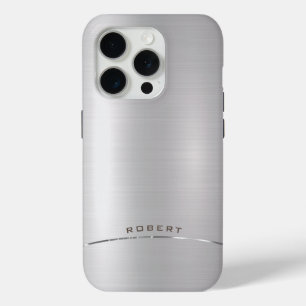 Coque iPhone 15 Pro Monographie miniature en argent métallique