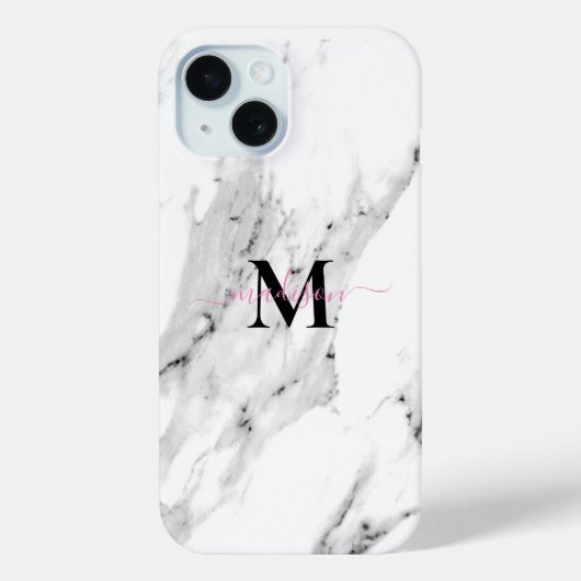 Coques Case-Mate iPhone Monographie moderne en marbre blanc gris noir (Verso)