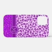 Coques Case-Mate iPhone Monographie violette poster de animal léopard (Verso (horizontal))