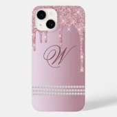 Coques Case-Mate iPhone Monongram Blush Pink Parties scintillant Drip iPho (Verso)