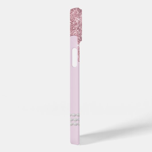 Coques Case-Mate iPhone Monongram Blush Pink Parties scintillant Drip iPho (Verso / Droite)