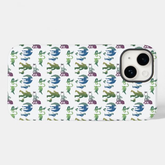 Coques Case-Mate iPhone Monster Reunion Funny Ombre Créature Bleu Vert (Verso (horizontal))
