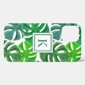 Coques Case-Mate iPhone Monstera Deliciosa Feuille Motif Monogramme (Verso (horizontal))