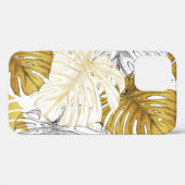 Coques Case-Mate iPhone Monstera Feuilles : Blanc doré (Verso (horizontal))