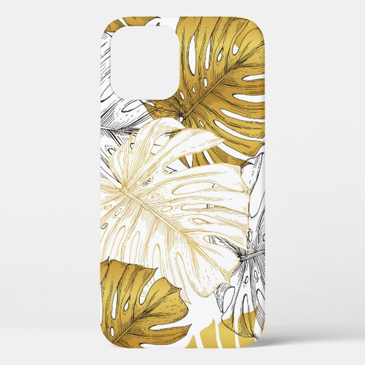 Coques Case-Mate iPhone Monstera Feuilles : Blanc doré (Verso)