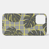 Coques Case-Mate iPhone Monstera Feuilles : Jaune-Gris moderne Abstrait (Verso (horizontal))