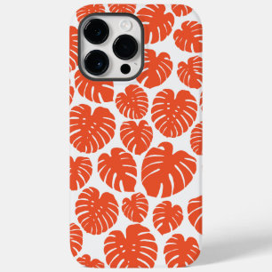 Coque Pour Pour iPhone 14 Pro Max Monstera - Orange et blanc