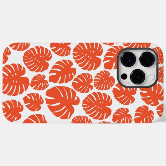 Coques Case-Mate iPhone Monstera - Orange et blanc (Verso (horizontal))