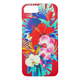 Case-Mate iPhone Case Monstère de palmier d'orchidée tropicale rouge flo