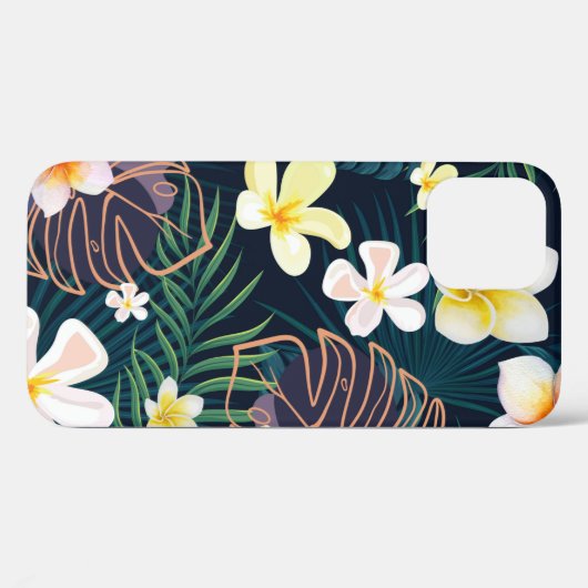Coques Case-Mate iPhone Monstère tropicale fleurs de plumeria feuille (Verso (horizontal))