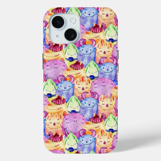 Coques Case-Mate iPhone Monstres aquarelles mignons (Verso)