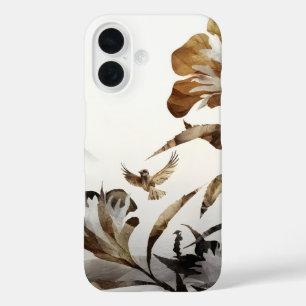 Coques iPhone 16 Montagne brumeuse zen oiseaux minimaliste nature