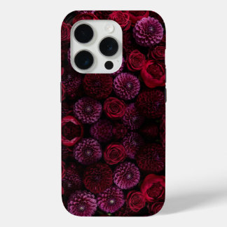 Coque iPhone 15 Pro Moody Luxe 3D Burgundy Floral Phone Case