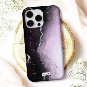 Coques iPhone 16 Pro Moody Ombre Purple Gradient tendance Monogramme