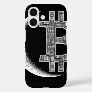 Coques iPhone 16 Moon Bitcoin Circuit Design Tech Enthousiaste Coqu