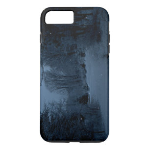 Coques Pour iPhone Moon Lite Snowy Road in the Woods - Scary Night