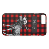 Coques Case-Mate iPhone Moose rouge et noir rustique Nom personnalisé (Dos (Horizontal))